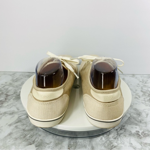 Toms Sneakers Oxford Mens 12 Canvas Ivory Beige Nautical Lace Up Comfort Carlo - Picture 5 of 10